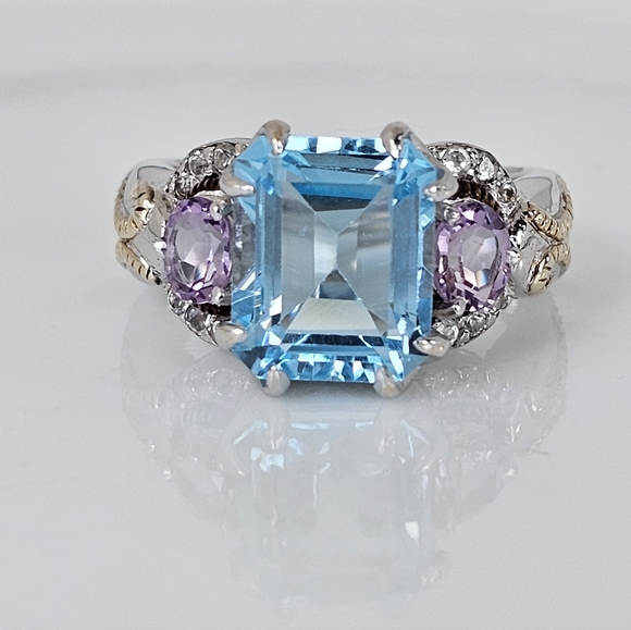 Victoria Wieck Jewelry - Rare Victoria Wieck Blue Topaz & Amethyst Ring Sterling Silver Size 7!